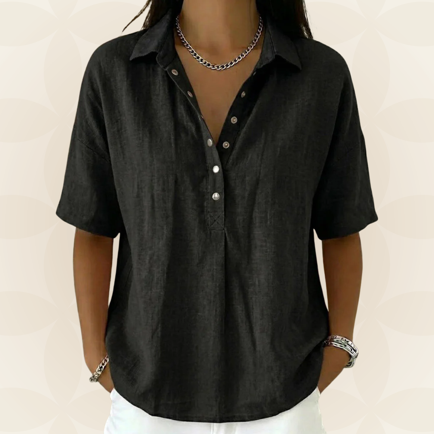 Sonja | Blusa con cuello y detalle de botones